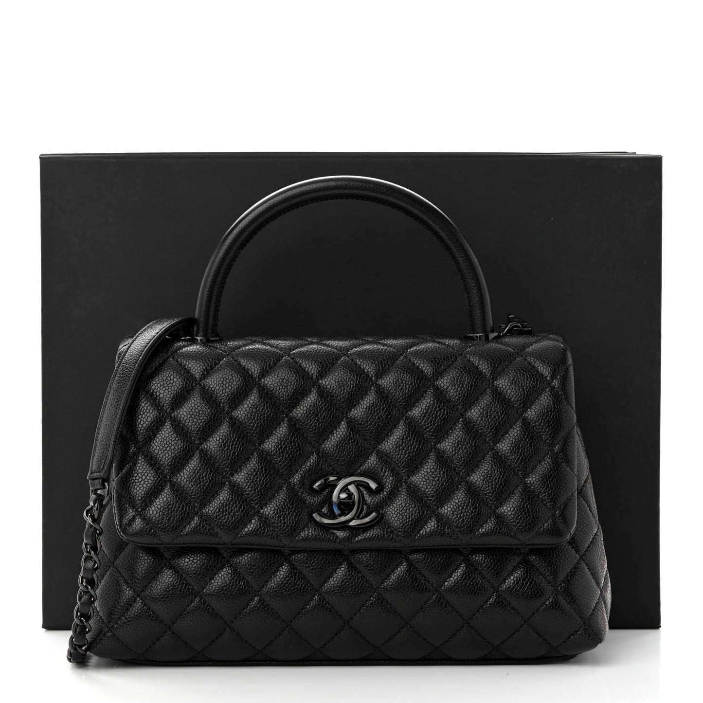 Caviar Quilted Small Coco Handle Flap So Black