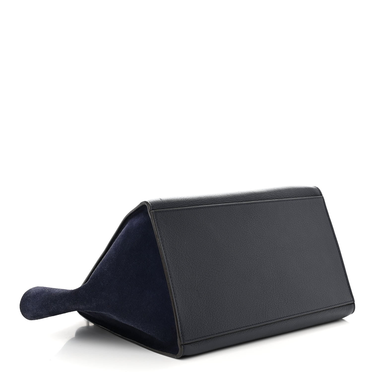 Celine Drummed Calfskin Suede Medium Trapeze Navy Blue 4 of 12