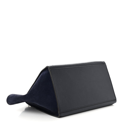 Celine Drummed Calfskin Suede Medium Trapeze Navy Blue 4 of 12