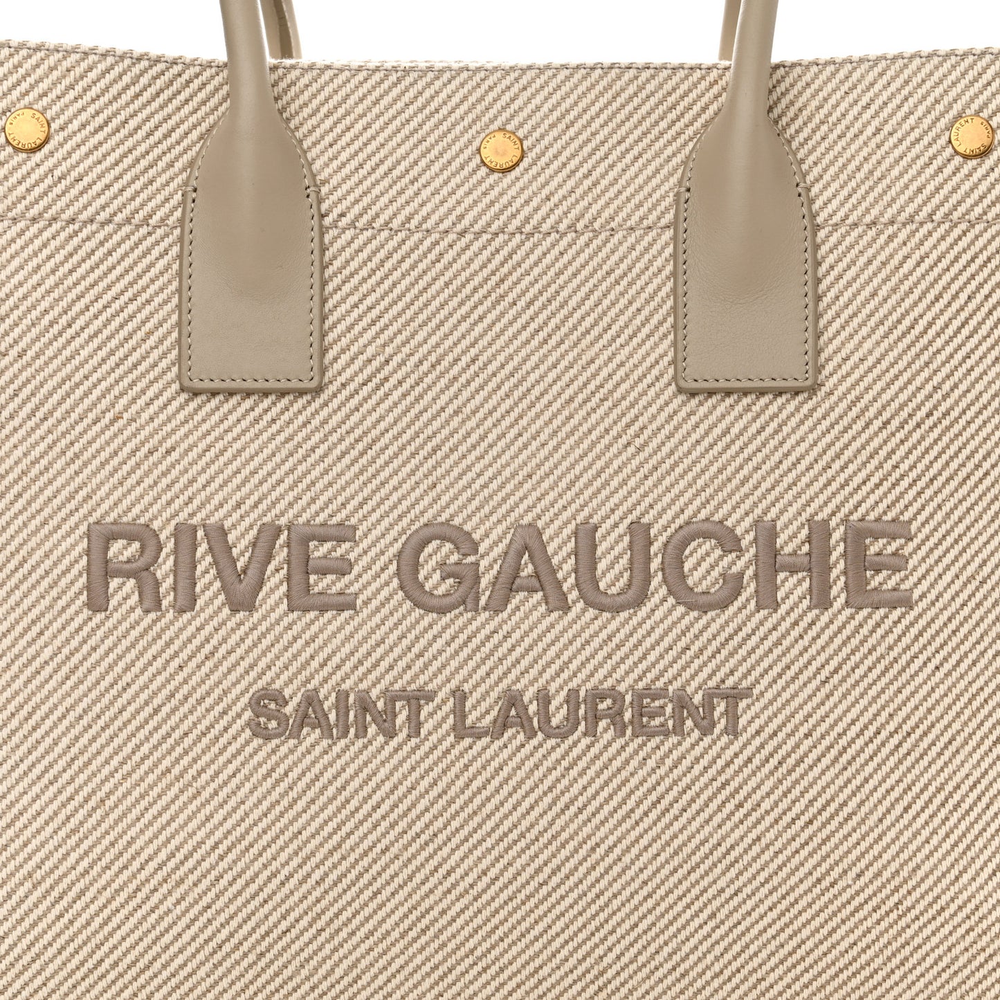 Linen Calfskin Small Rive Gauche Tote Beige Sea Salt