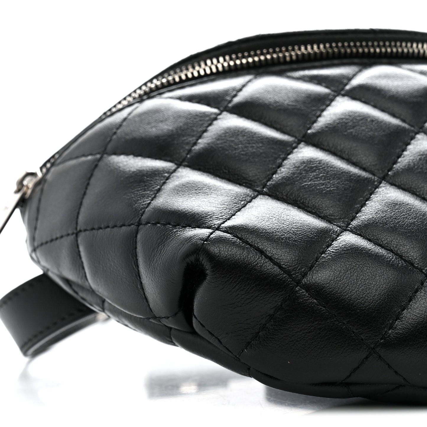 Calfskin Quilted Uniform Waist Belt Bag Black