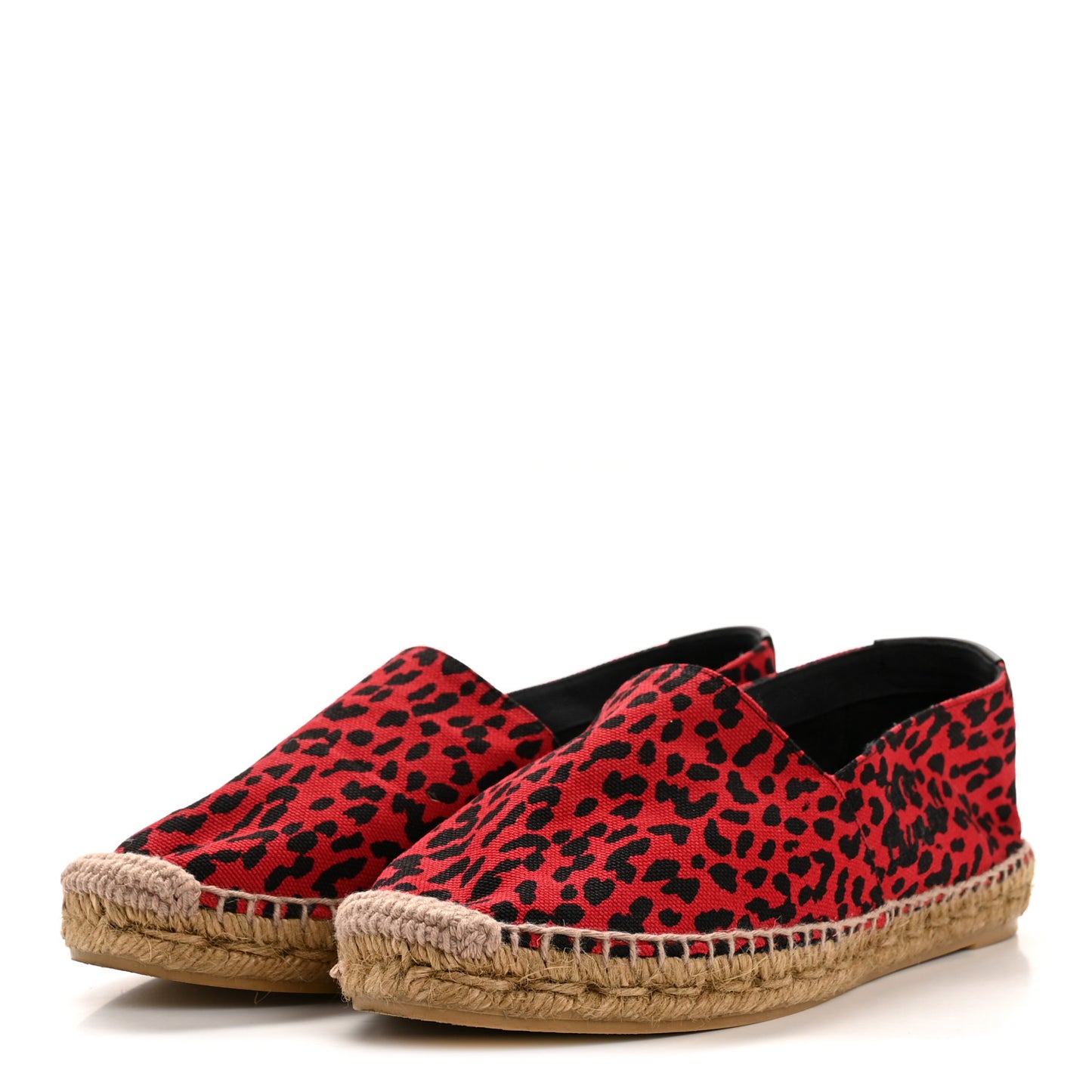 Canvas Leopard Print Espadrilles 38 Red Black