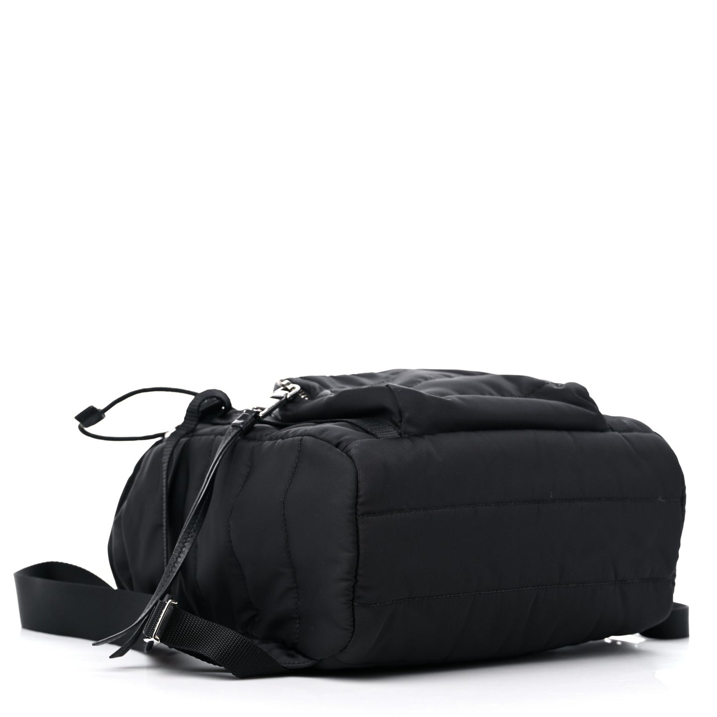 Tessuto Nylon Quilted Double Buckle Backpack Black