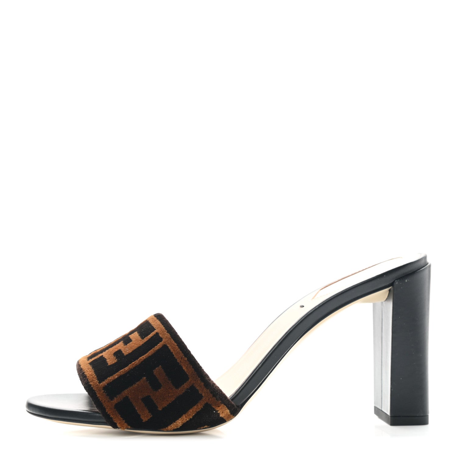 Fendi Velvet FF Slide Sandals 38.5 Tobacco 1 of 7