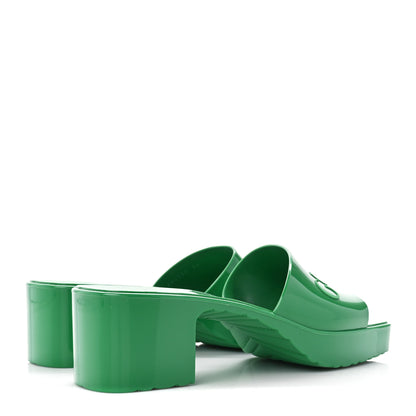 Gucci Rubber Gucci Logo Womens Platform 20/60mm Slide Sandals 40 New Shamarock 4 of 9