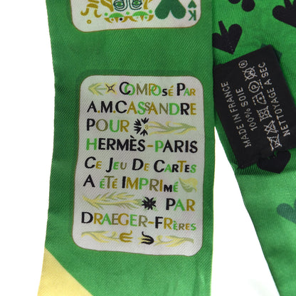 Hermes Silk Jeu de Cartes Twilly Vert Emeraude Black Jaune Soufre 7 of 9