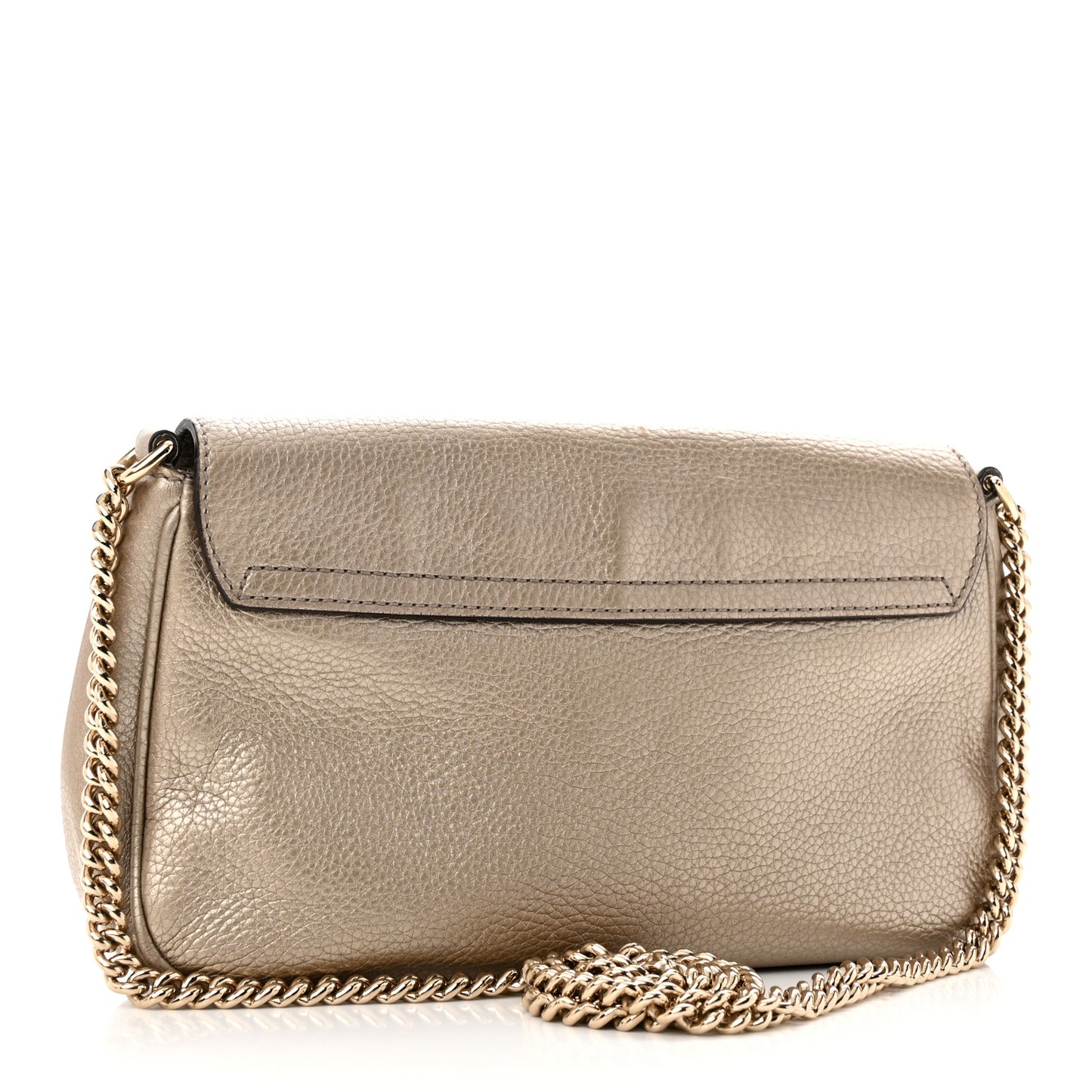 Metallic Cellarius Calfskin Medium Soho Flap Crossbody New Golden Beige