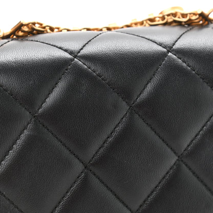 Chanel Lambskin Quilted Mini CC Crystal Logo Chain Flap Black 11 of 13