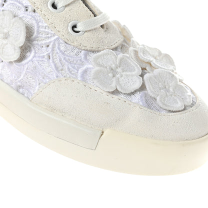 Chanel Suede Embroidered Flower Sneakers 38 White 14 of 17