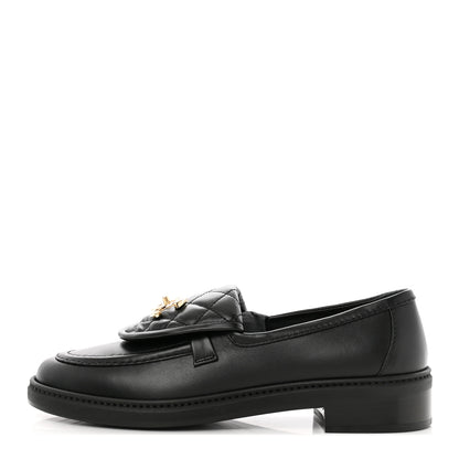 Chanel Lambskin Quilted CC Turnlock Loafers 37.5 Black 1 of 10