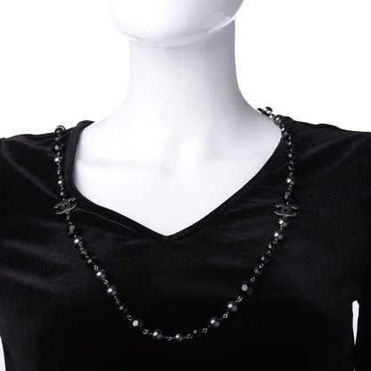 Chanel Ruthenium Pearl Beaded CC Long Necklace Black 2 of 4