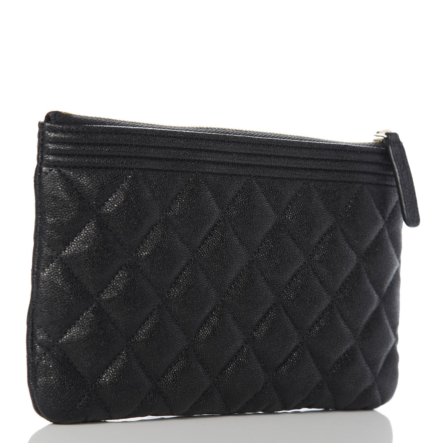 Caviar Quilted Classic Zip Boy Pouch Black