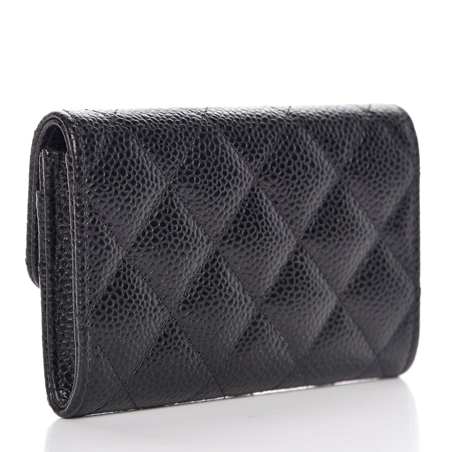 Caviar Quilted Flap Card Holder Black