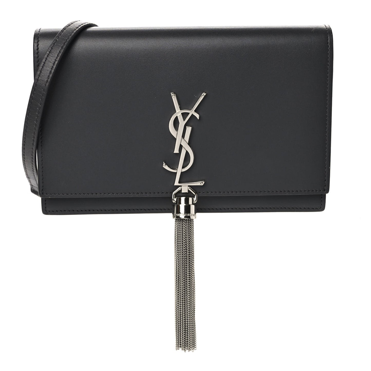 Smooth Calfskin Classic Monogram Kate Tassel Chain Wallet Asphalt