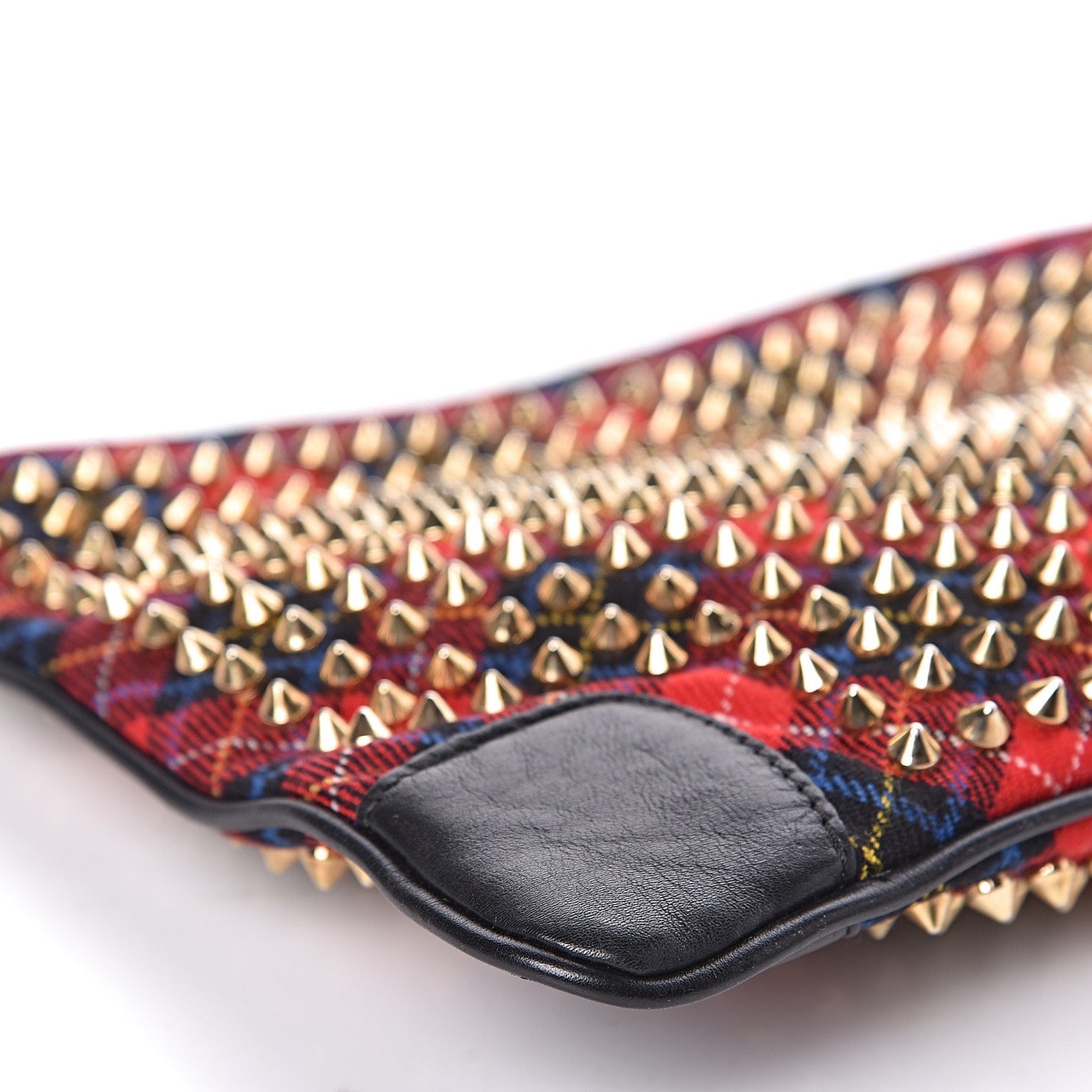 Christian Louboutin Calfskin Tartan Studded Loubiposh Clutch 8 of 10