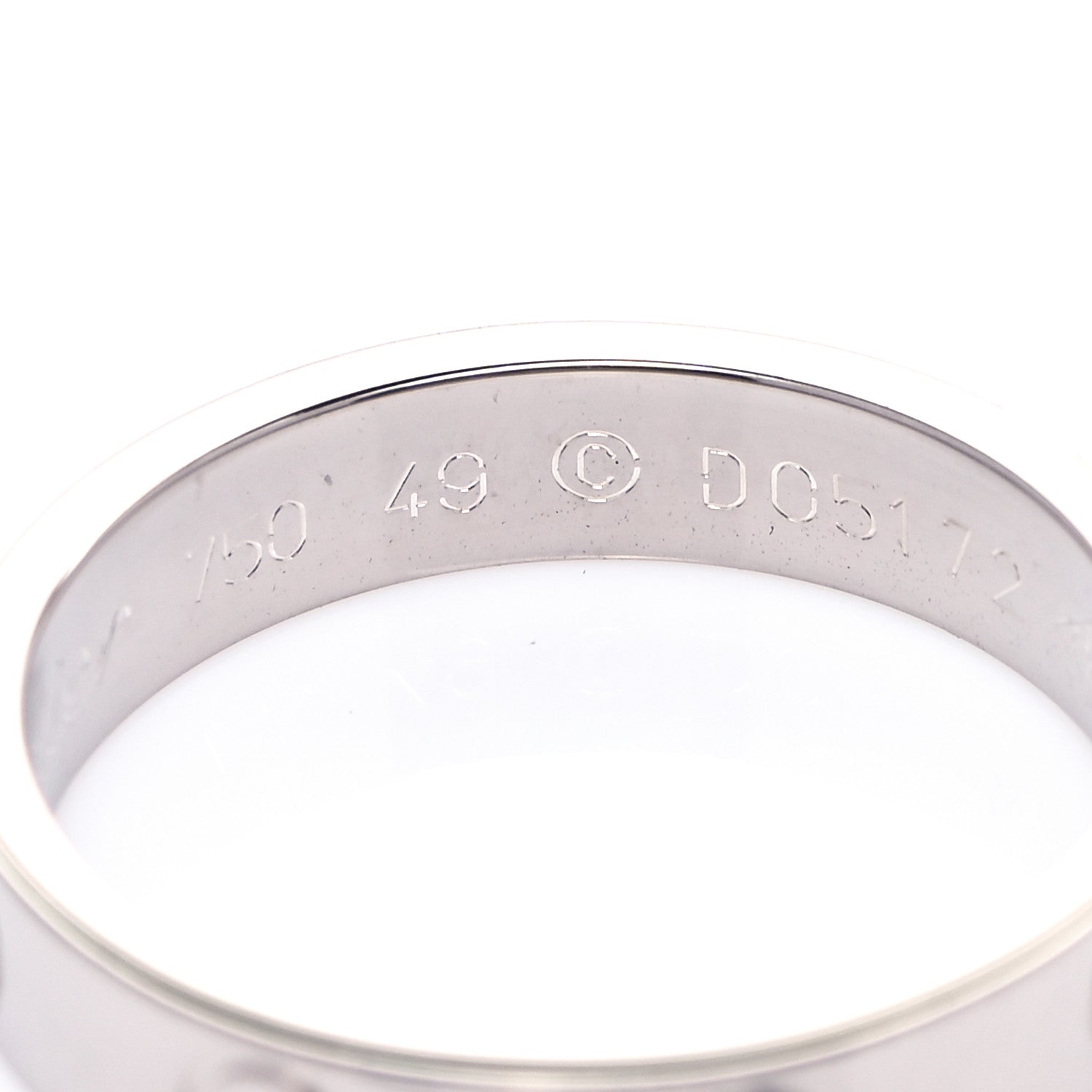 Cartier 18K White Gold 3.5mm LOVE Wedding Band Ring 49 4.75 4 of 5