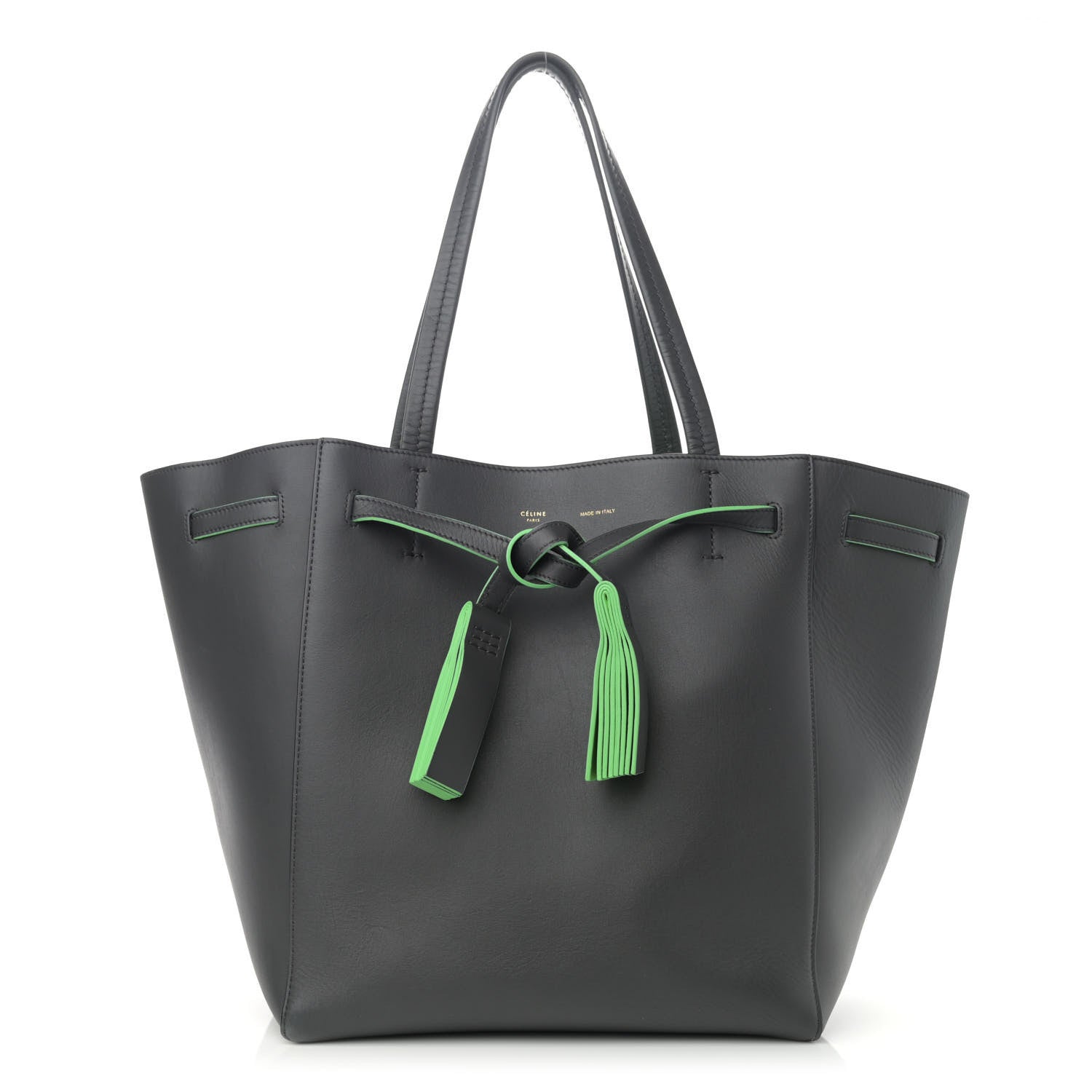 Celine Smooth Calfskin Small Tassel Cabas Phantom Gray Green 1 of 11