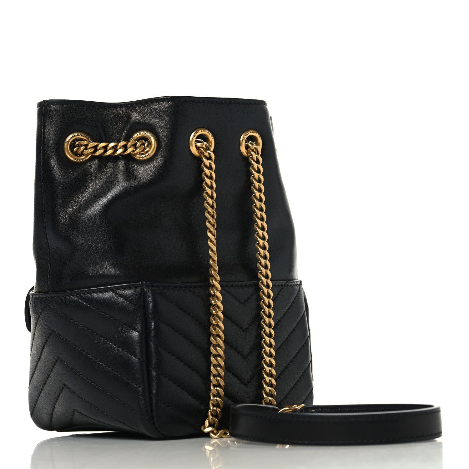 Saint Laurent Lambskin Matelasse Monogram Joe Nano Bucket Bag Black 3 of 10
