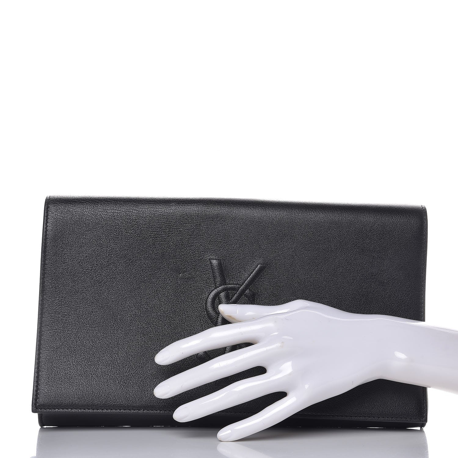 Saint Laurent Calfskin Monogram Large Belle De Jour Clutch Black 2 of 10