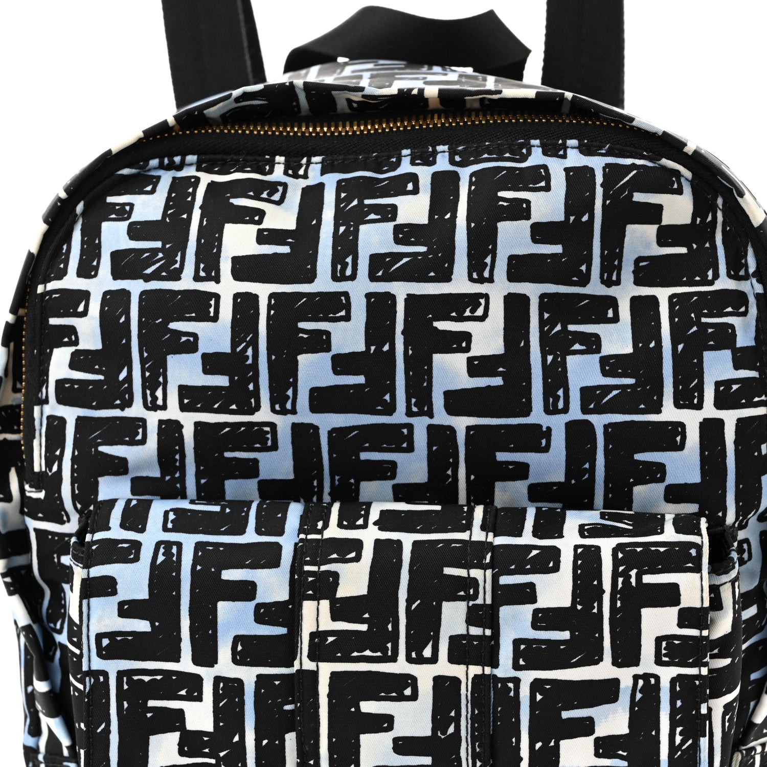 Fendi X JOSHUA VIDES Nylon FF Cloudy Pocket Backpack White Celeste Black 8 of 10