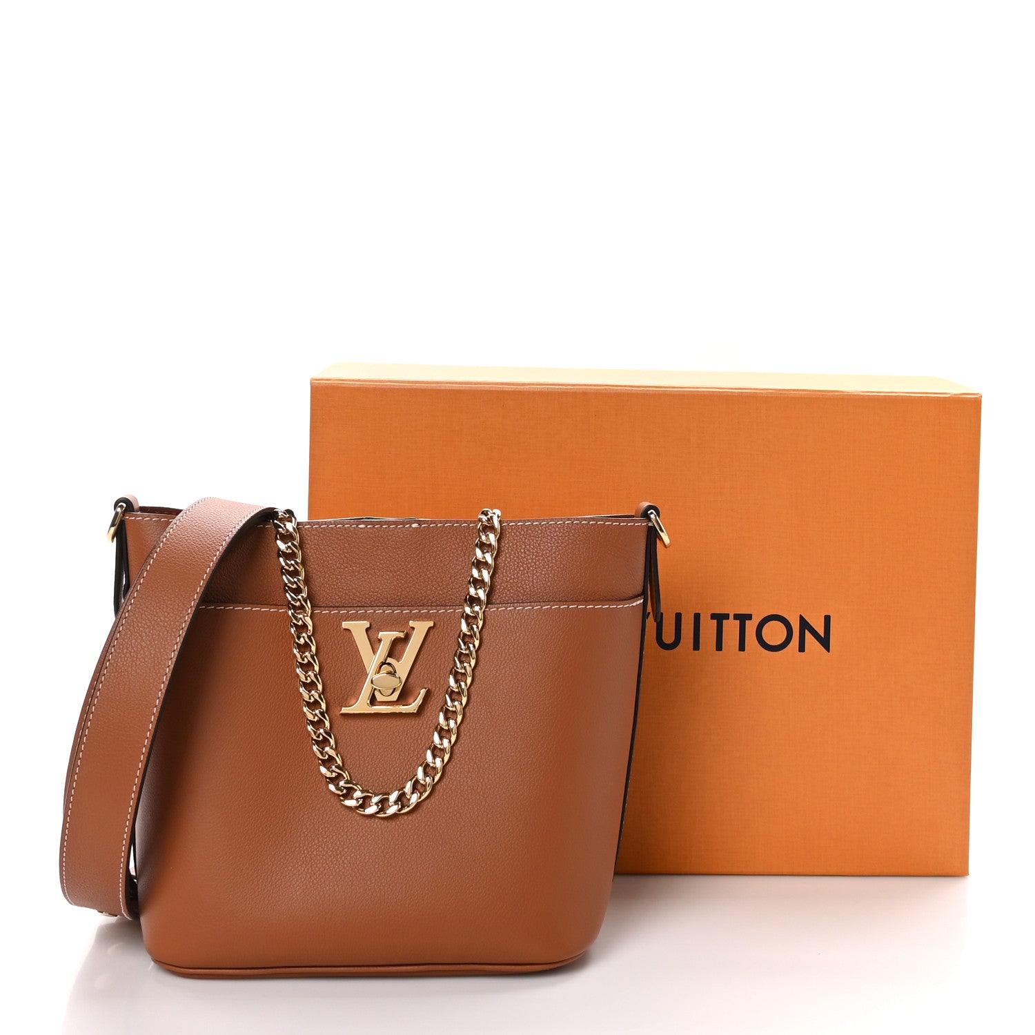 Louis Vuitton Calfskin Lock and Walk Bucket Cognac 11 of 11