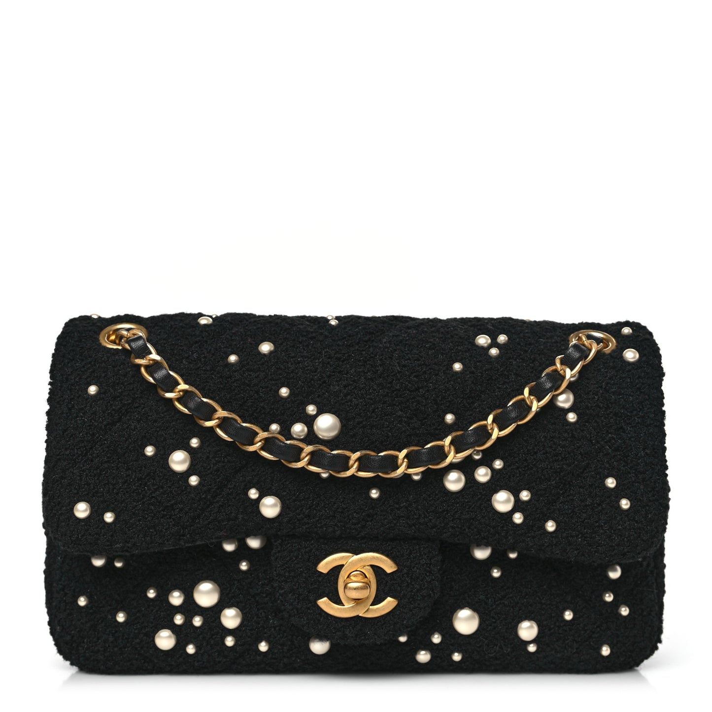 Tweed Pearl Small Cosmos Flap Black