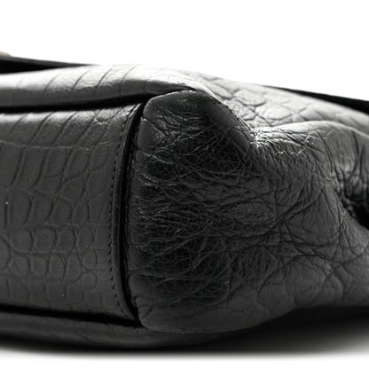 Saint Laurent Calfskin Crocodile Embossed Monogram Large College Satchel Black 10 of 14