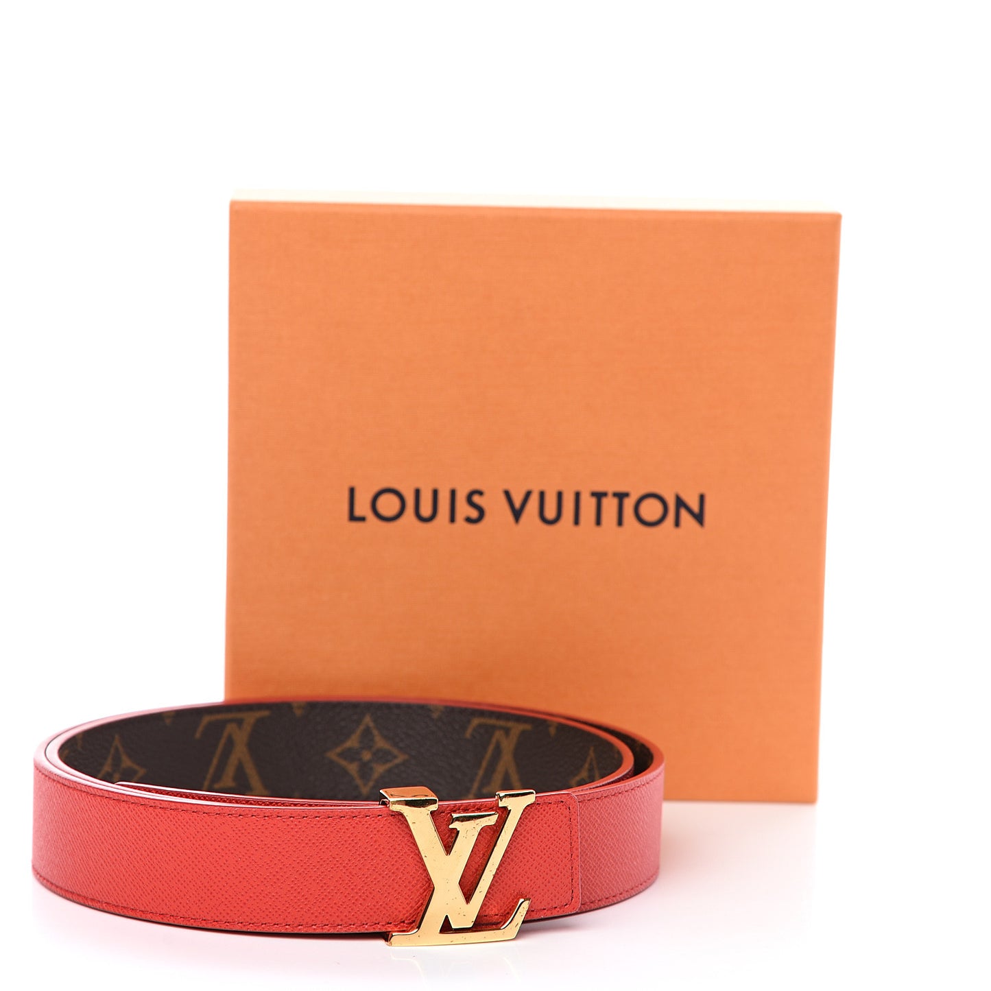 Monogram 30mm LV Initiales Reversible Belt 90 36 Coquelicot