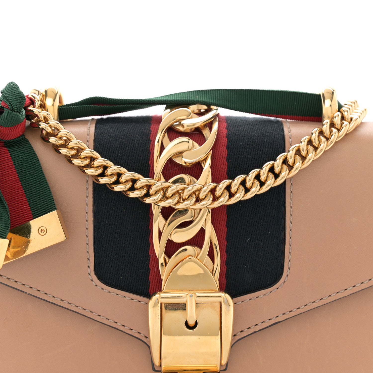 Gucci Calfskin Mini Sylvie Chain Shoulder Bag Porcelain Rose 8 of 13
