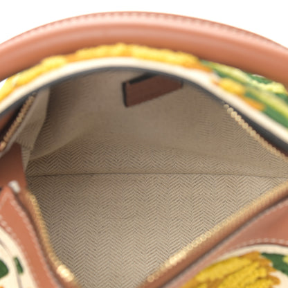 Loewe Calfskin Embroidered Floral Small Puzzle Bag Tan Yellow 5 of 11