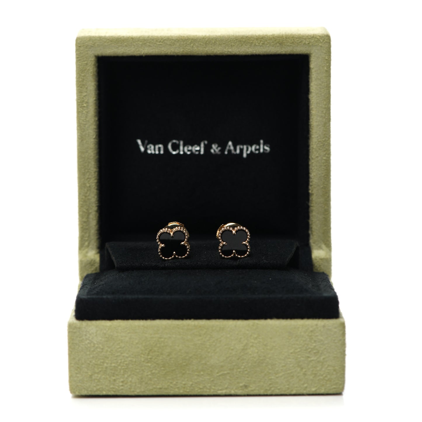 18K Yellow Gold Black Onyx Sweet Alhambra Earrings
