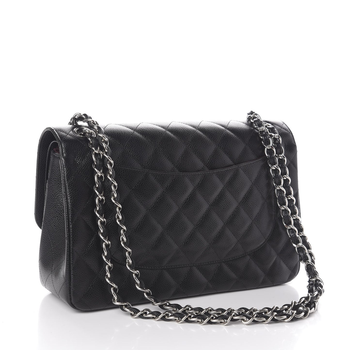Caviar Quilted Jumbo Double Flap Black