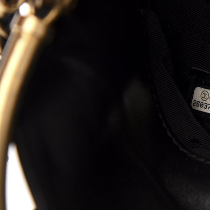 Chanel Lambskin Chevron Quilted Handle With Chic Bucket Bag Black 7 of 13