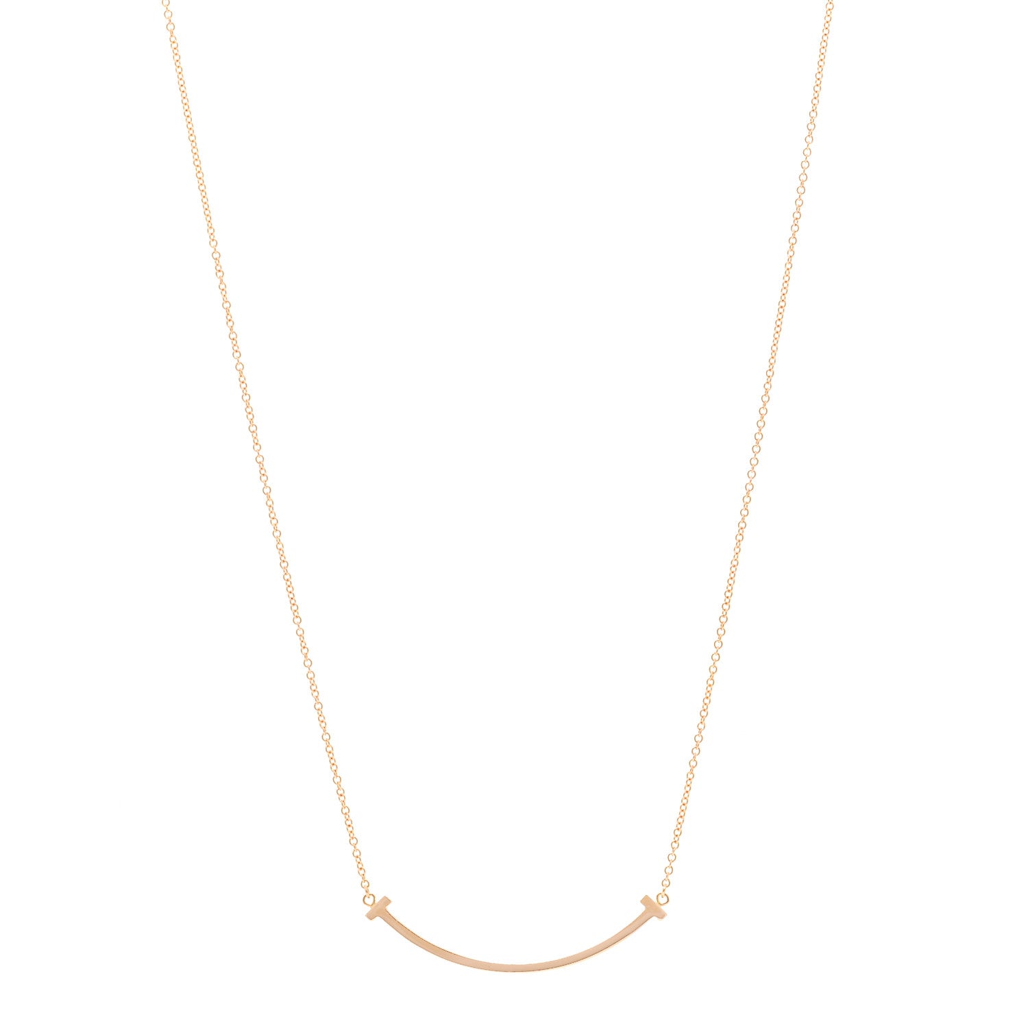 Tiffany 18K Rose Gold Small T Smile Pendant Necklace 1 of 4