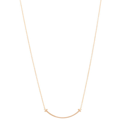 Tiffany 18K Rose Gold Small T Smile Pendant Necklace 1 of 4