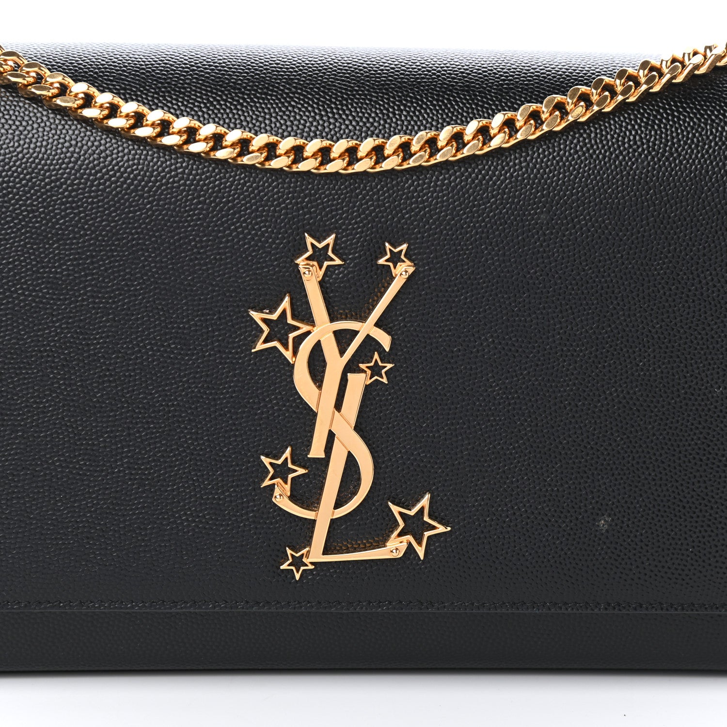 Saint Laurent Grain De Poudre Star Studded Monogram Wallet on Chain Black 7 of 9