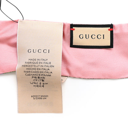 Gucci Silk Twill GG Monogram Special Flory Neck Bow Scarf Beige Pink 3 of 3