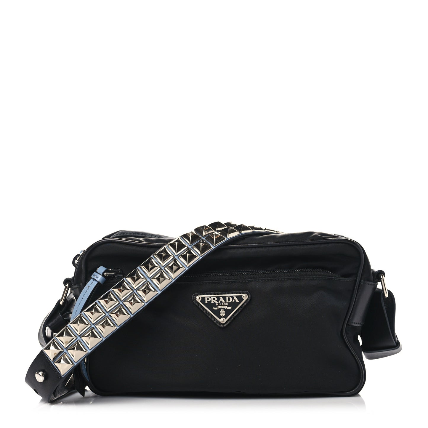 Tessuto Nylon Studded New Vela Shoulder Bag Black Astrale