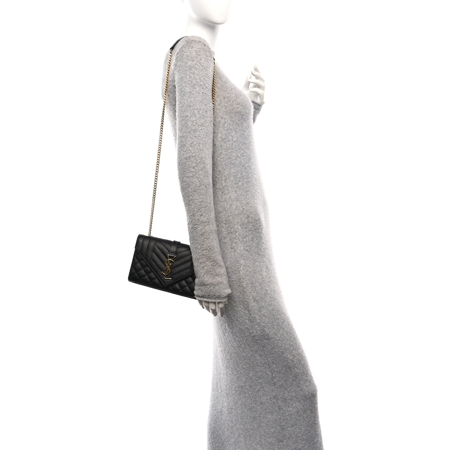 Saint Laurent Grain De Poudre Textured Mixed Matelasse Triquilt Small Monogram Satchel Black 2 of 11