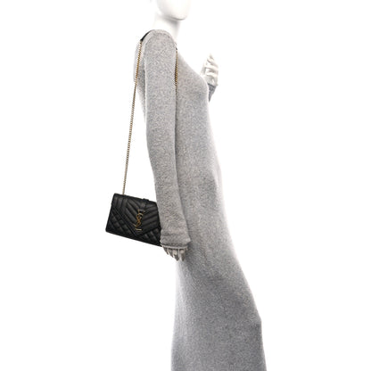 Saint Laurent Grain De Poudre Textured Mixed Matelasse Triquilt Small Monogram Satchel Black 2 of 11