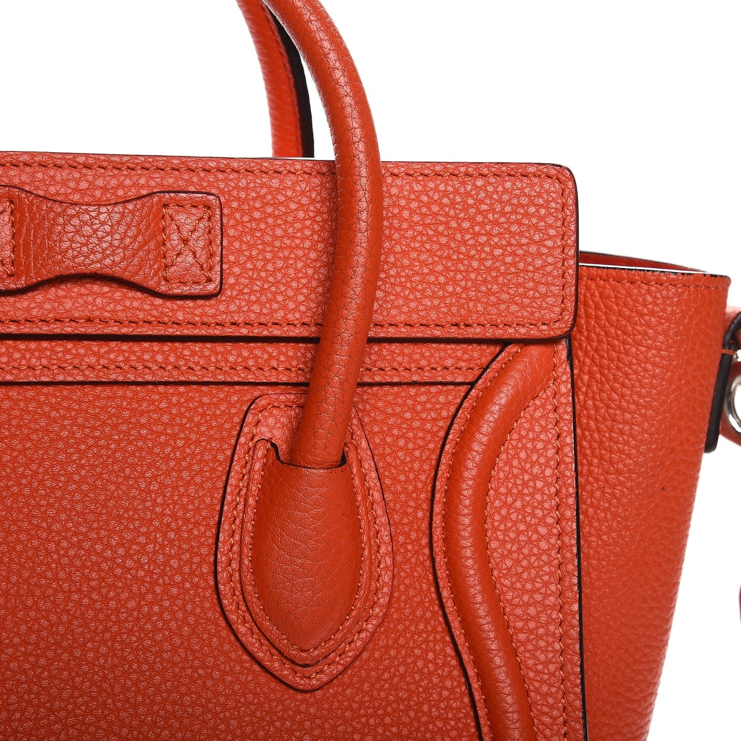 Drummed Calfskin Nano Luggage Vermillion