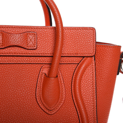 Celine Drummed Calfskin Nano Luggage Vermillion 11 of 13