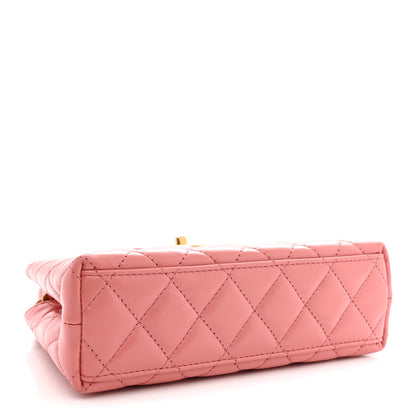 Chanel Shiny Aged Calfskin Quilted Nano Kelly Shopper Coral Pink 4 of 12