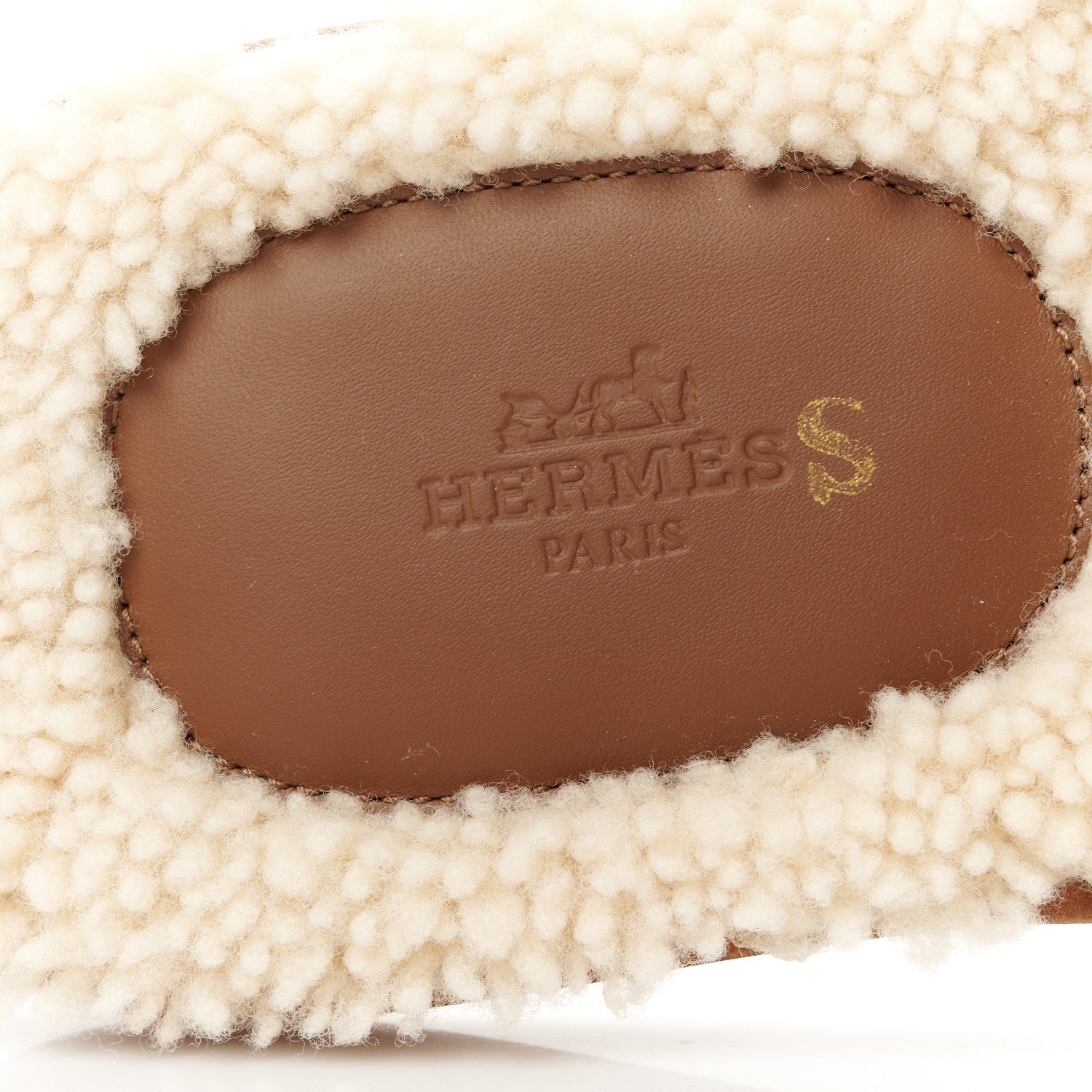 Hermes Suede Goatskin Woolskin Mens Izmir Sandals 43 Marron Teck Ecru 7 of 9