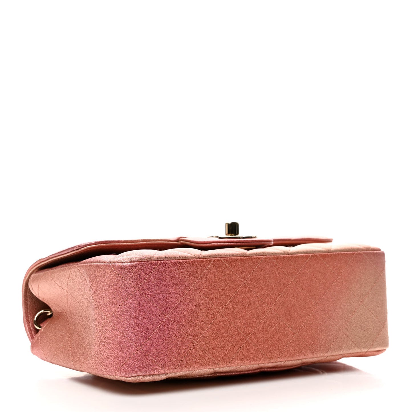 Metallic Lambskin Quilted Ombre Mini Rectangular Flap Pink