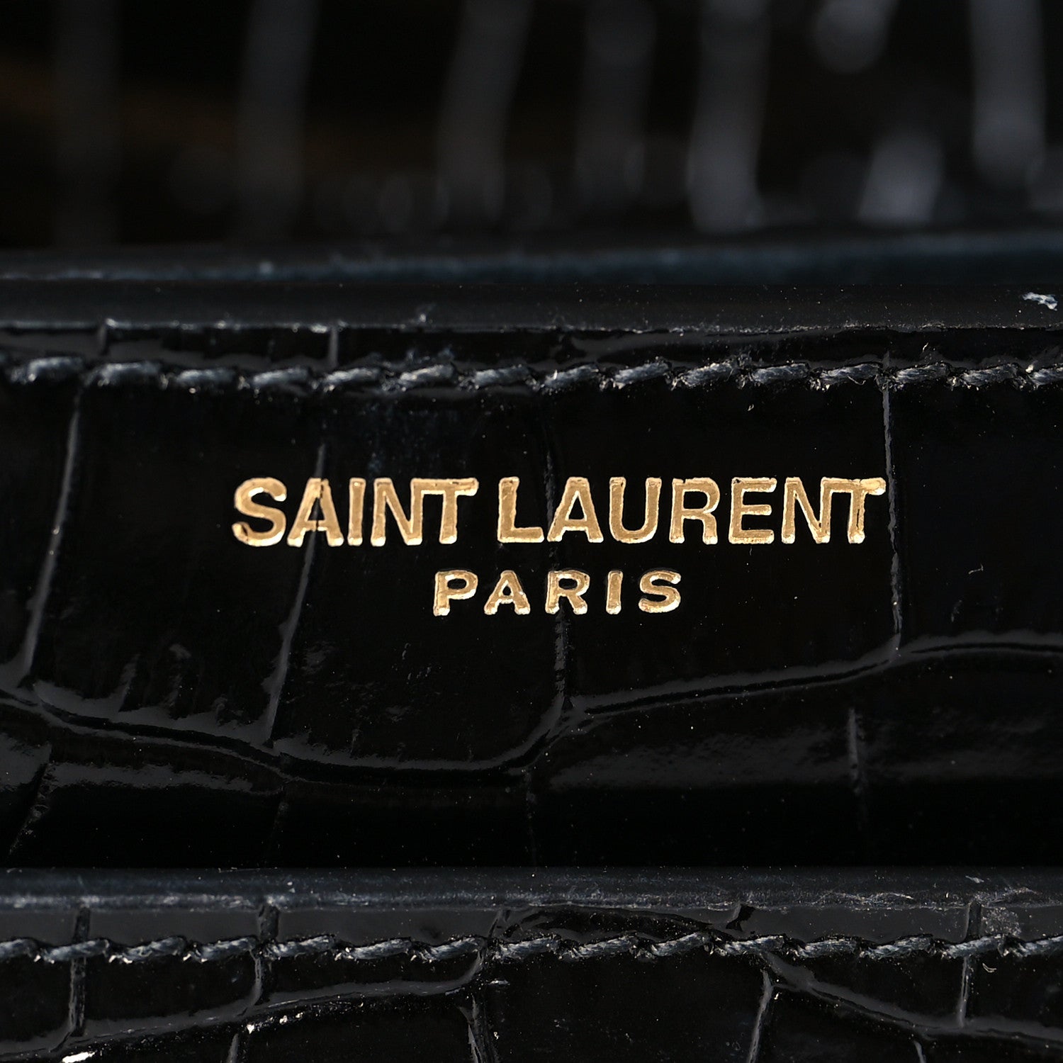 Saint Laurent Calfskin Crocodile Embossed Large Monogram Sunset Black 6 of 8