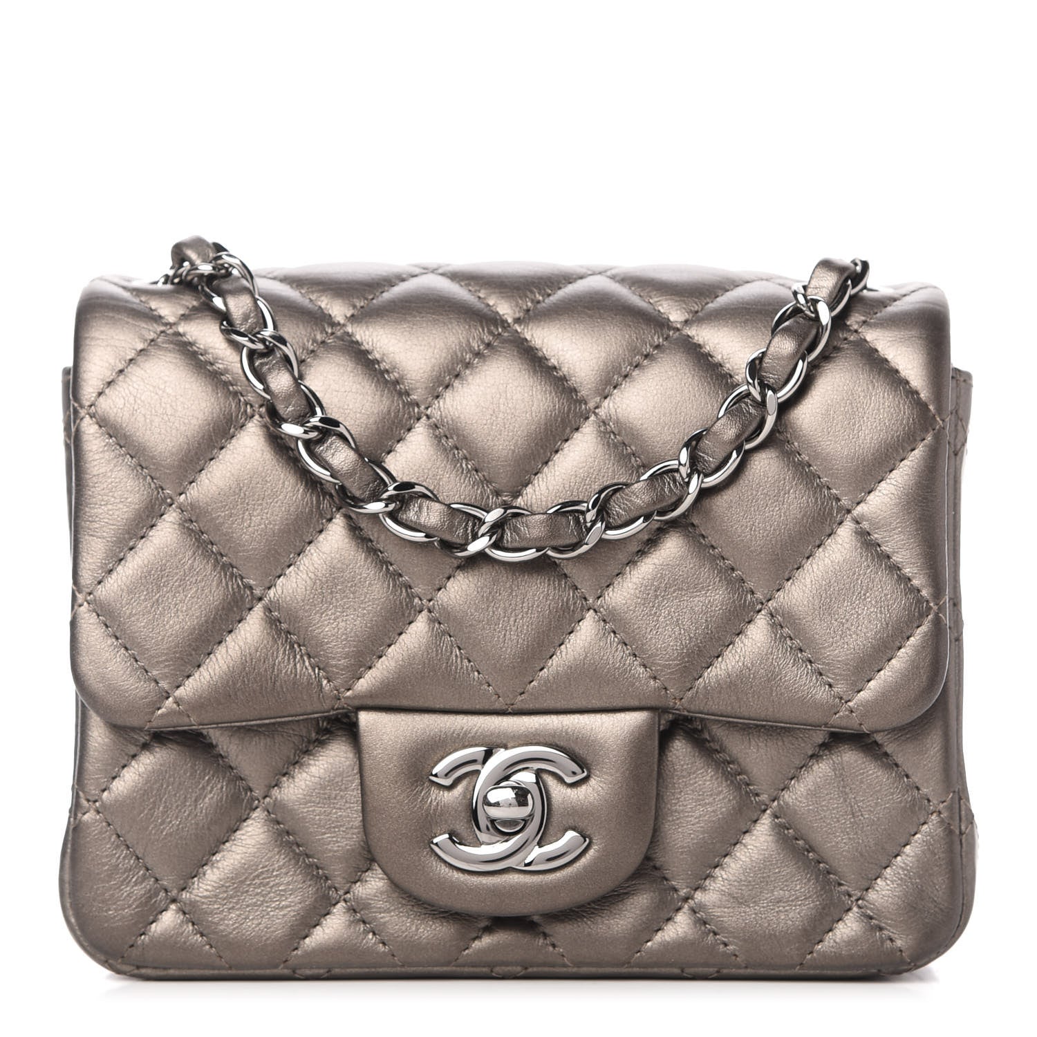 Chanel Metallic Calfskin Quilted Mini Square Flap Bronze 1 of 10