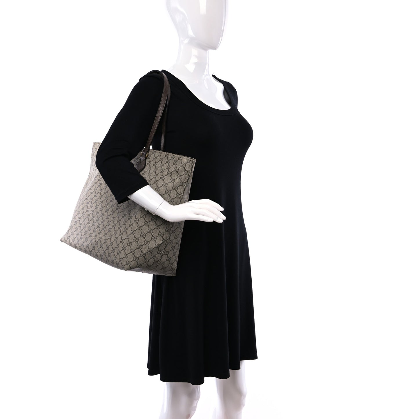 GG Supreme Monogram Medium Ophidia Shopping Tote Ebony
