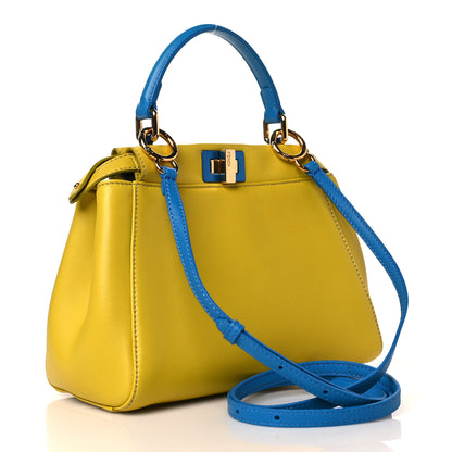 Fendi Nappa Colorblock Mini Peekaboo Iconic Satchel Lime Blue Royal Latte 3 of 11