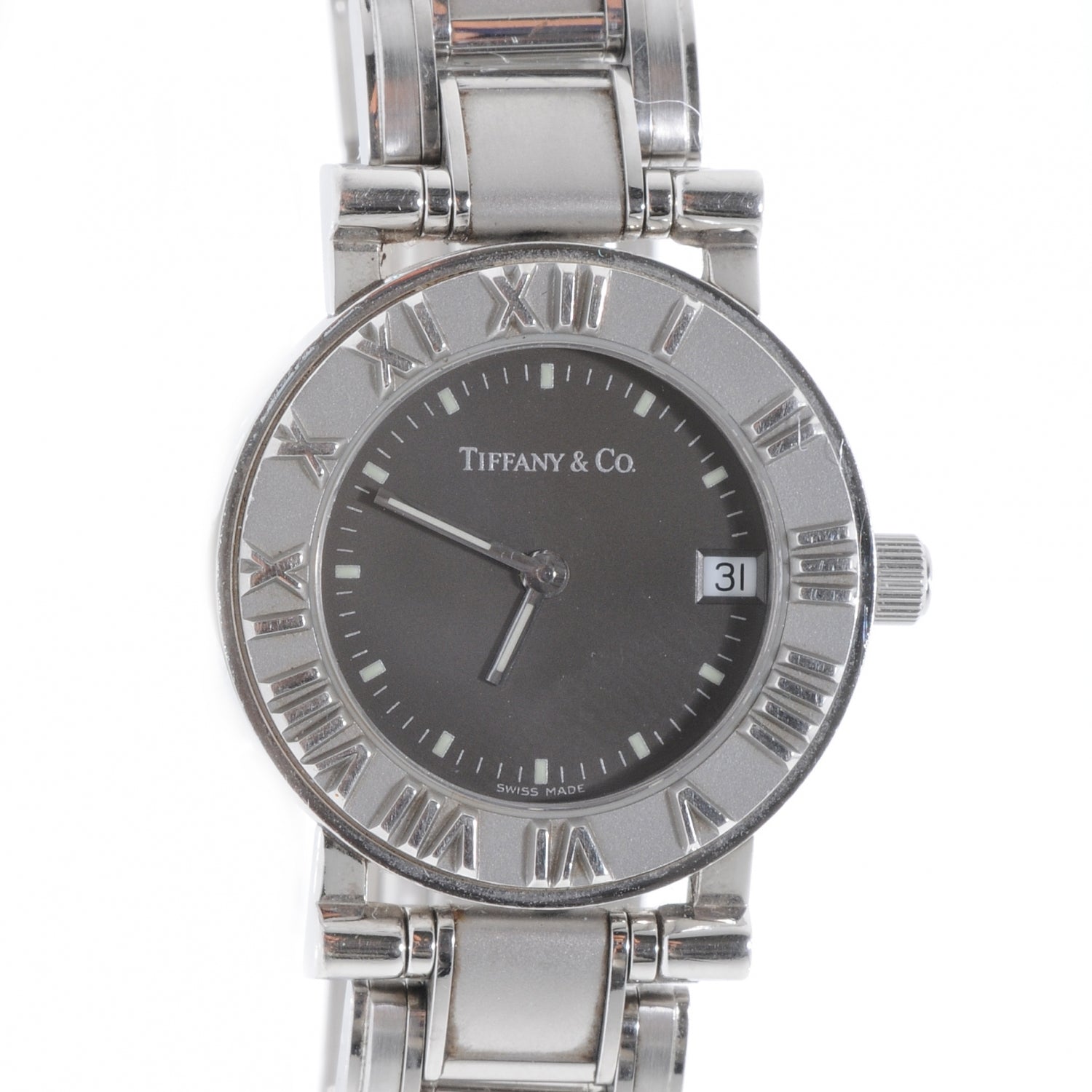 Tiffany Stainless Steel 25mm Atlas Quartz Watch Black 1 of 5